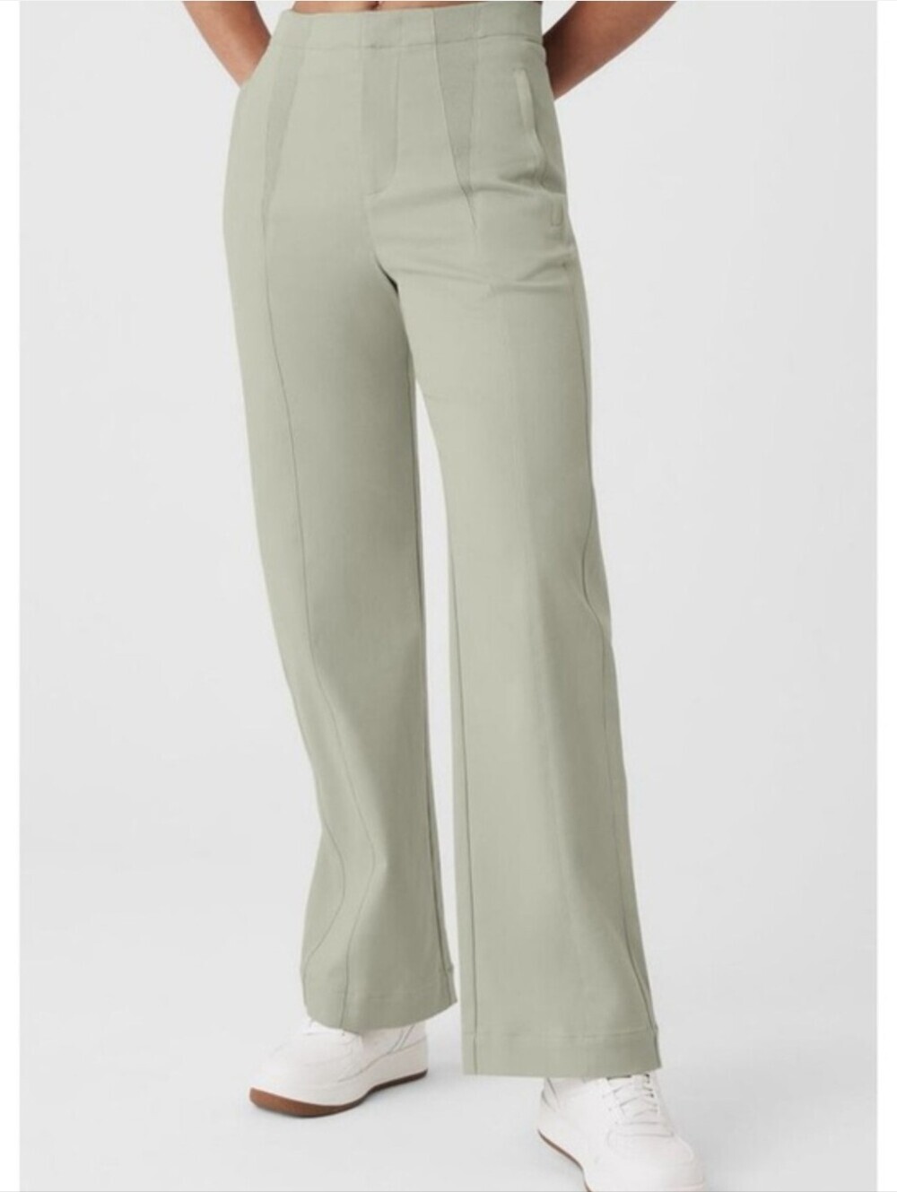 Alo Yoga High Waist On Point Moto Sage Green Trousers Size Medium